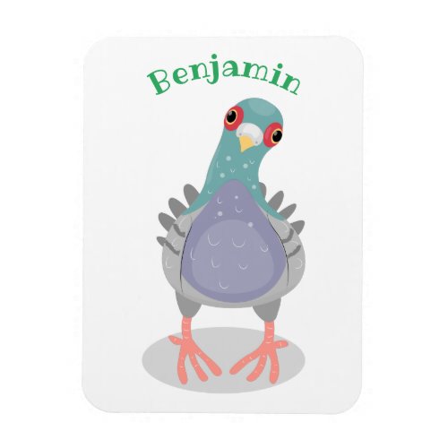 Funny curious pigeon cartoon illustration magnet