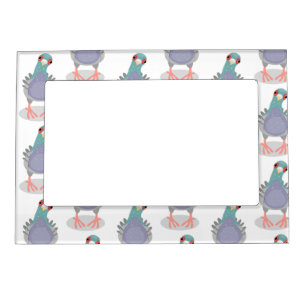 Funny curious pigeon cartoon illustration magnetic frame