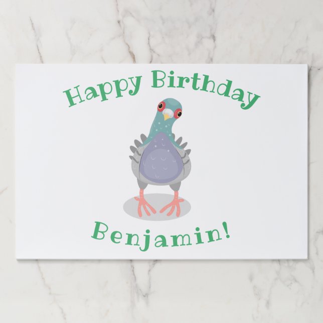Funny curious pigeon cartoon illustration paper pad (Front)