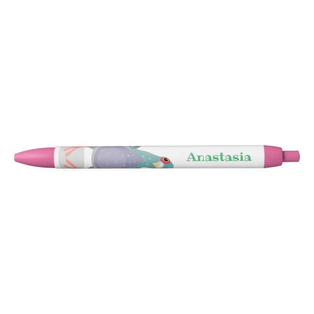 Funny curious pigeon cartoon illustration pen (Front)