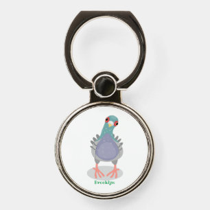 Funny curious pigeon cartoon illustration phone ring stand