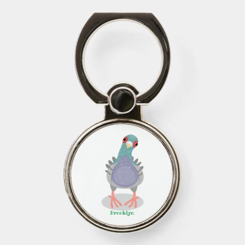 Funny curious pigeon cartoon illustration phone ring stand