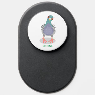 Funny curious pigeon cartoon illustration PopSocket