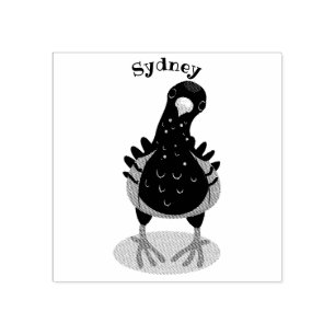 Funny curious pigeon cartoon illustration rubber stamp