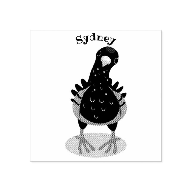 Funny curious pigeon cartoon illustration rubber stamp (Imprint)