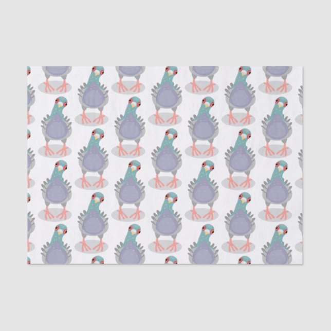 Funny curious pigeon cartoon illustration tissue paper (Front)