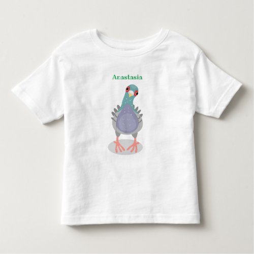 Funny curious pigeon cartoon illustration toddler t_shirt