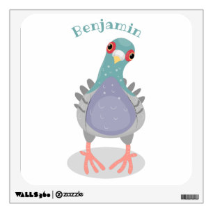 Funny curious pigeon cartoon illustration wall decal
