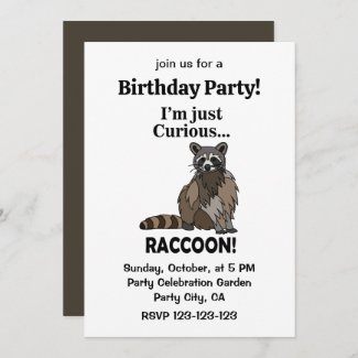 Funny Curious Raccoon Birthday Party Invitation