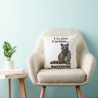 Funny Curious Raccoon Throw Pillow