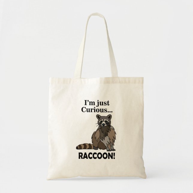 Funny Curious Raccoon Tote Bag (Front)