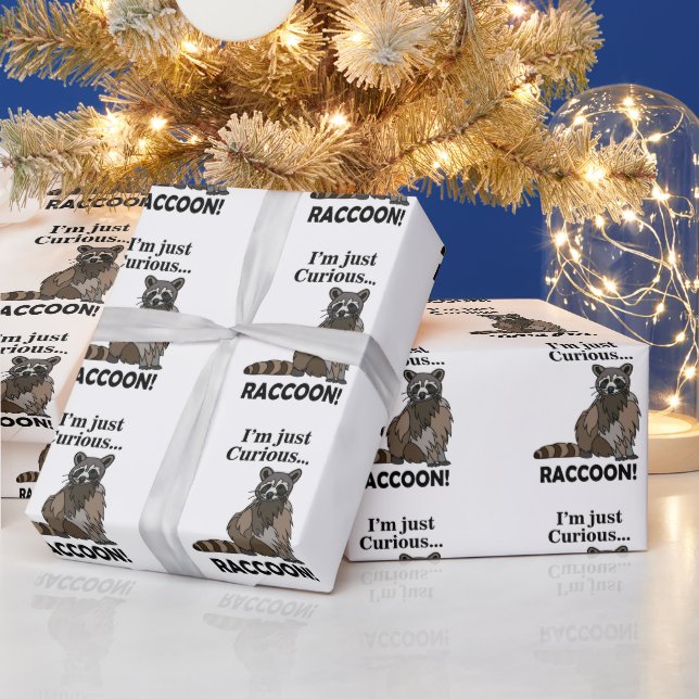 Funny Curious Raccoon Wrapping Paper (Holidays)