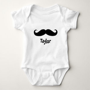 Funny Curled Black Mustache Baby Bodysuit