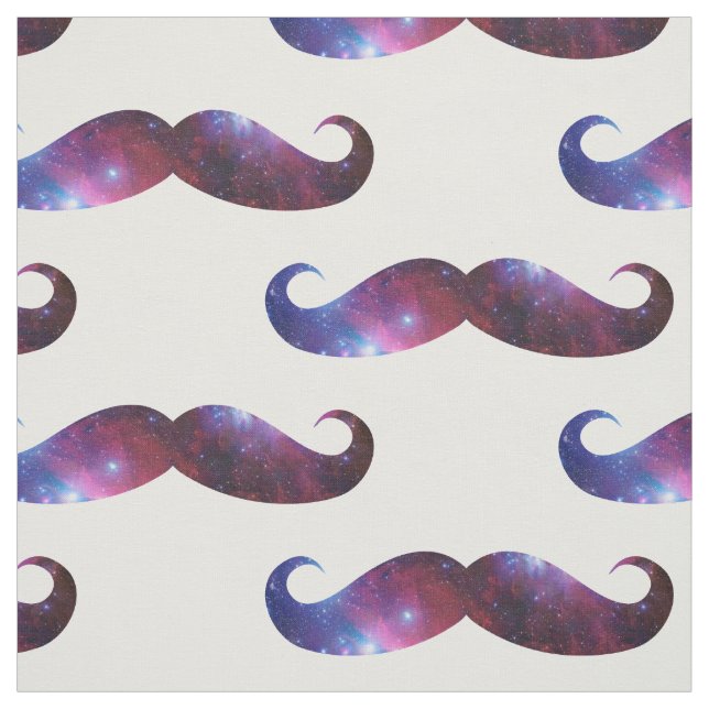 Funny Curled Galaxy Mustache Fabric (Swatch)
