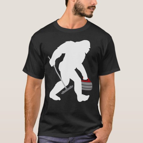 Funny Curling Bigfoot Gift Sasquatch Curling Lover T_Shirt