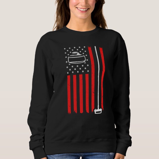 Funny Curling  For Men Women Curling Players Usa T Sweatshirt (Front)