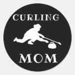 Funny Curling Mom Classic Round Sticker