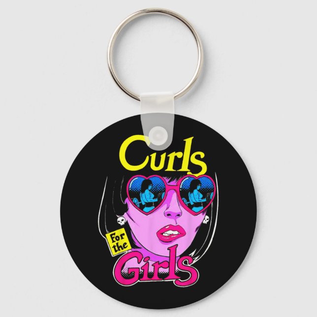 Funny Curls For Girls Gym Weightlifting Bodybuildi Keychain (Front)