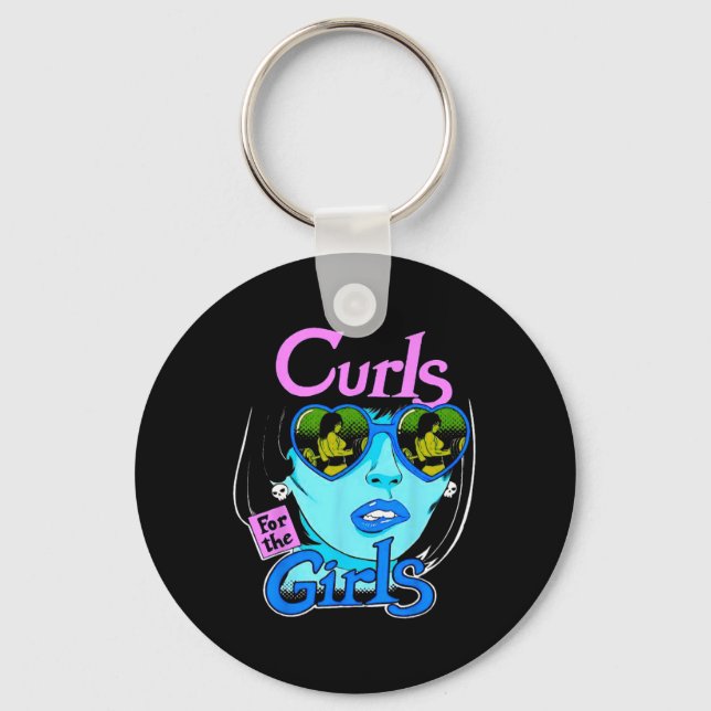Funny Curls For Girls Gym Weightlifting Bodybuildi Keychain (Front)