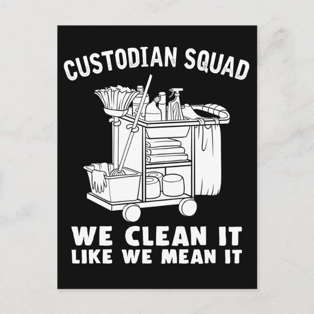 Funny Custodian Cleaning Humor Postcard (Front)