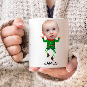 Funny Custom Baby Face Elf Christmas Coffee Mug