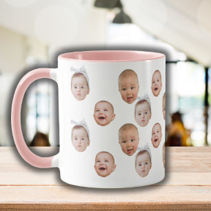 Funny Custom Baby Face Photo Face 3 Photos Mug