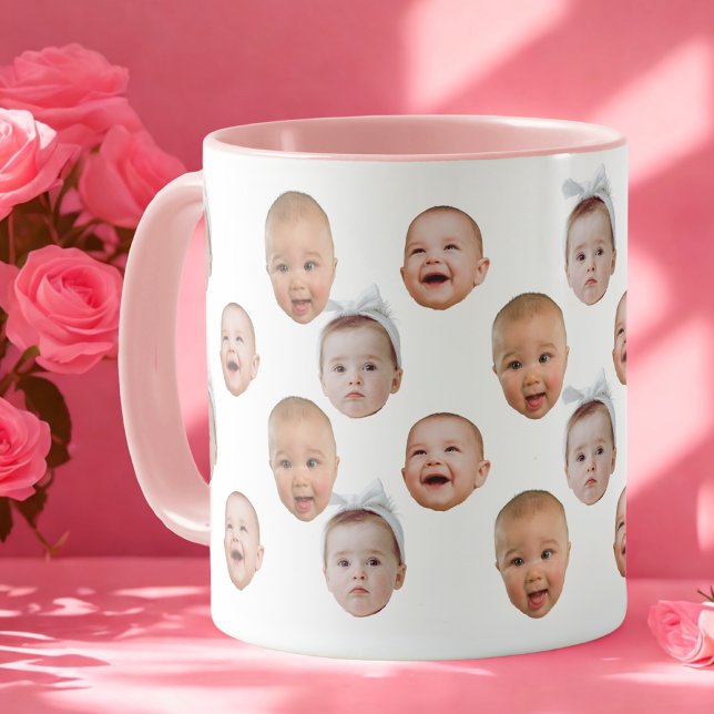 Funny Custom Baby Face Photo Face 3 Photos Mug (Creator Uploaded)