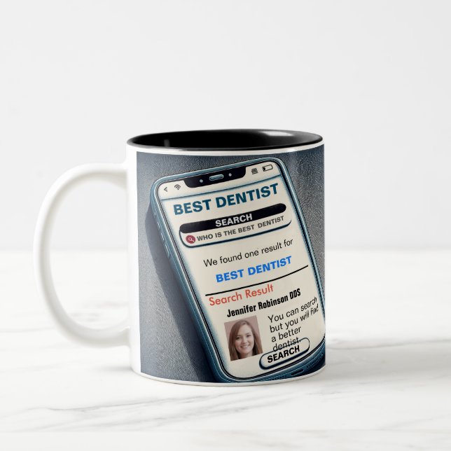 Funny Custom Best Dentist Gift Two-Tone Coffee Mug (Left)
