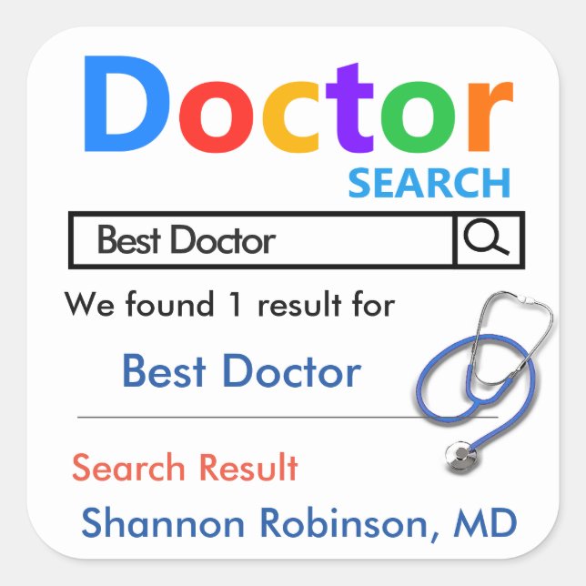 Funny Custom Best Doctor Gift  Square Sticker (Front)