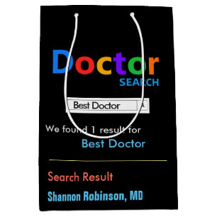 Funny Custom Best Doctor  Medium Gift Bag
