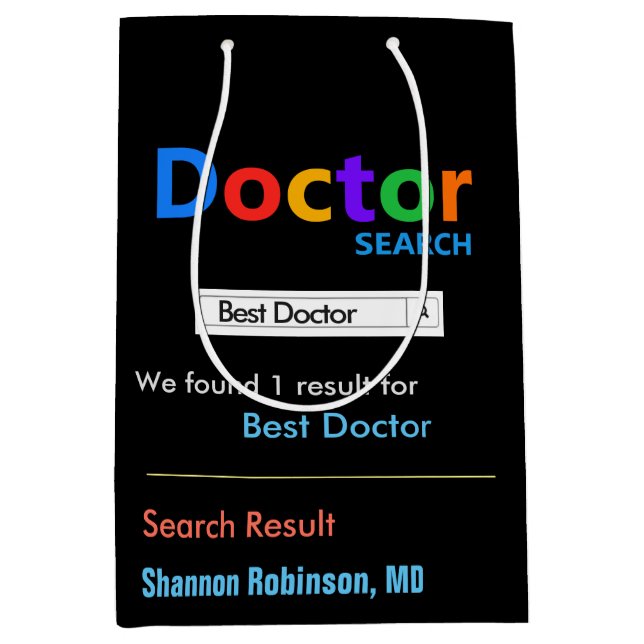 Funny Custom Best Doctor  Medium Gift Bag (Front)