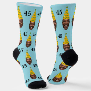 Funny Custom Birthday Face with Party Hat & Age Socks