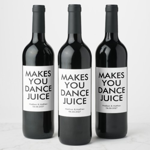 Funny Custom Black White Celebration Party Wedding Wine Label