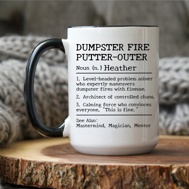 Funny Custom Boss Gift, Dumpster Fire Putter-Outer Mug (Creator Uploaded)
