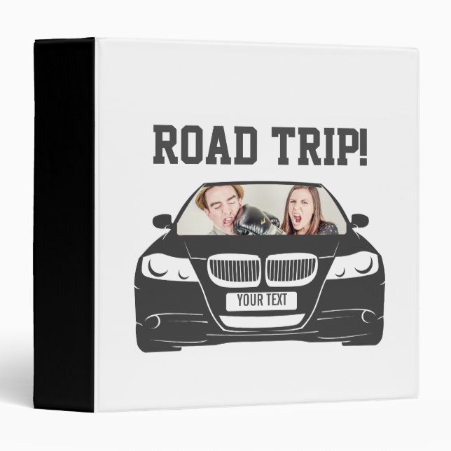 Funny Custom Car Photo Road Trip 3 Ring Binder (Front/Spine)