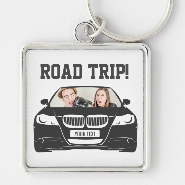 Funny Custom Car Photo Road Trip Keychain (Front)
