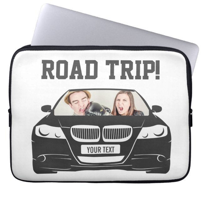 Funny Custom Car Photo Road Trip Laptop Sleeve (Front)