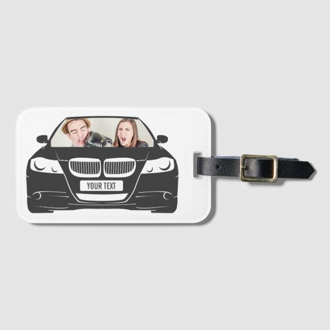 Funny Custom Car Photo Road Trip Luggage Tag (Front Horizontal)