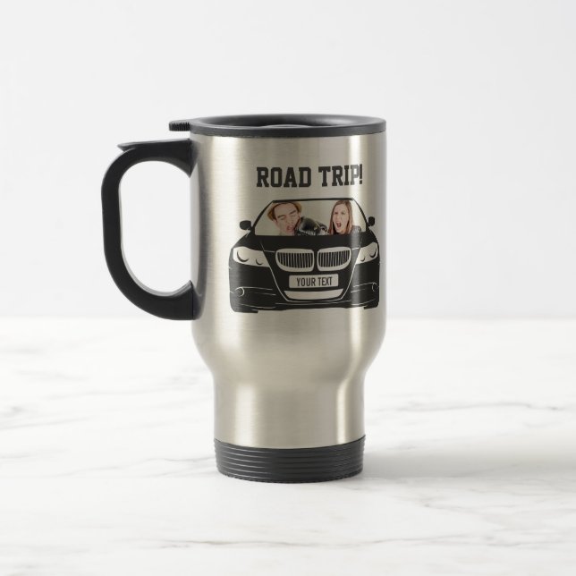 Funny Custom Car Photo Road Trip Travel Mug (Left)