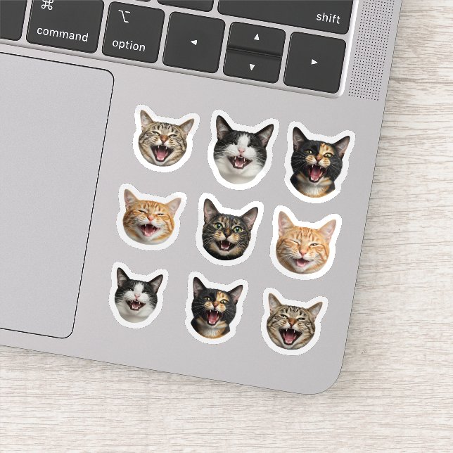 Funny Custom Cat Face – Personalized 9 Photos Sticker (Detail)