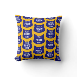 Funny Custom Cat Face Photo Pattern Yellow Throw Pillow