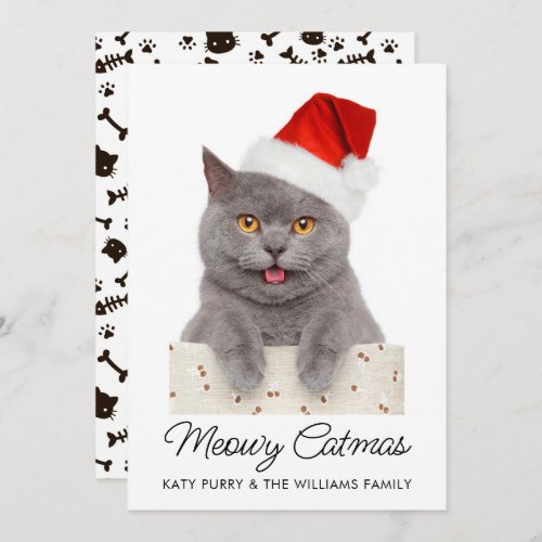 Funny Custom Cat Photo Christmas Card