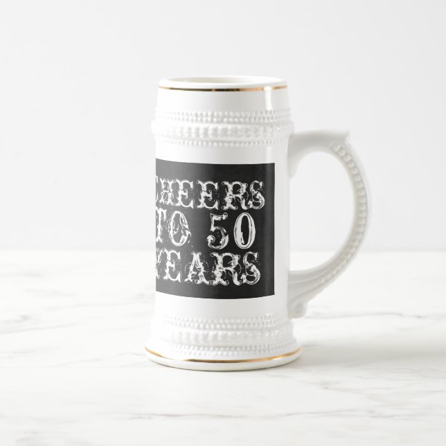 Funny custom cheers to 50 years birthday gift beer stein (Right)
