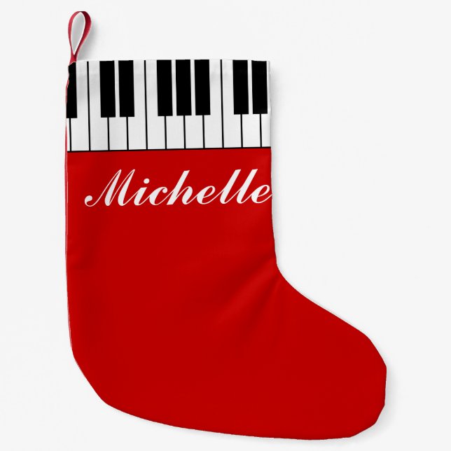 Funny custom Christmas stocking with piano keys (Front)
