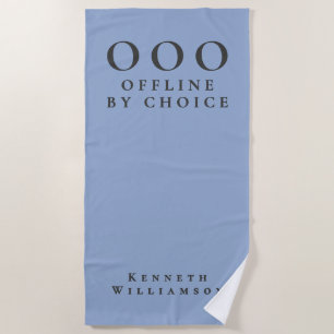 Funny Custom Cold Blue Charcoal OOO Minimalist Men Beach Towel