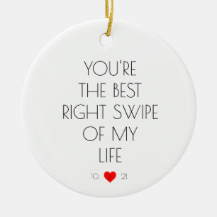 Funny Custom Couple Dating App Tinder Wedding Ceramic Ornament