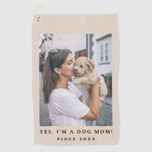 Funny Custom Cute Dog Mom One Photo Pet Lover Chic Golf Towel