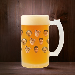 Funny Custom Dad of 3 Kids Photo Frosted Glass Beer Mug