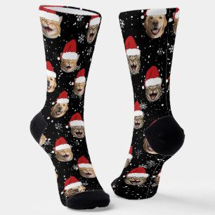 Funny Custom Dog Cat 3 Faces Christmas Santa Hats Socks