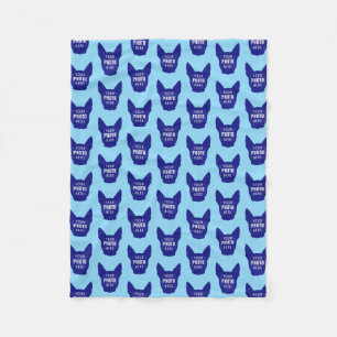 Funny Custom Dog Face Photo Pattern Blue Fleece Blanket
